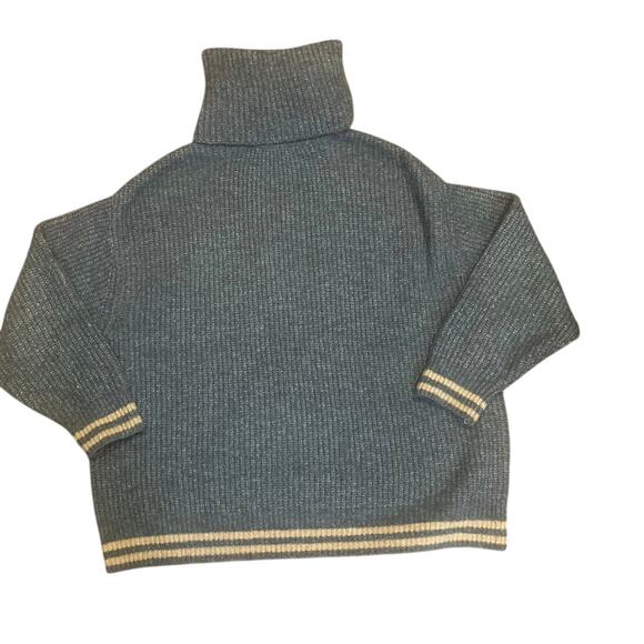 ZARA Women’s Chunky Oversized  Knit Turtleneck Sweater Gray Striped Medium - Picture 6 of 6
